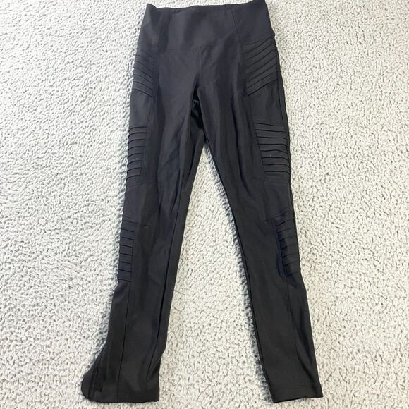 Athleta Leggings Womens XSP‎ Black Delancey Moto Tight Ankle Zip Athleisure - Picture 1 of 6